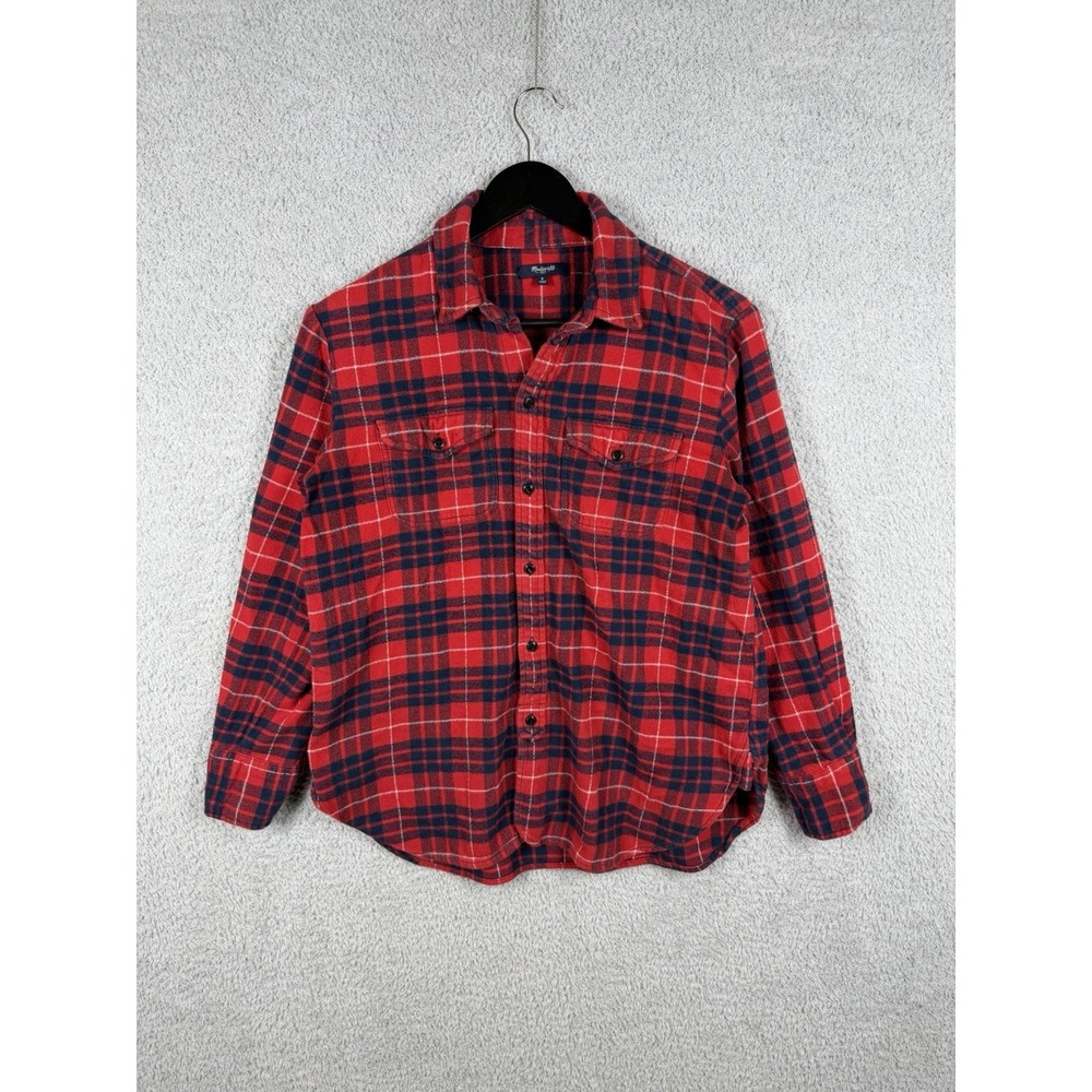 Madewell Flannel Button Up Buffalo Check Red‎ Black Plaid Shirt Women's Size S